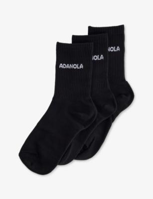 Logo-Intarsia Ribbed Pack of Three Cotton-Blend Socks by ADANOLA