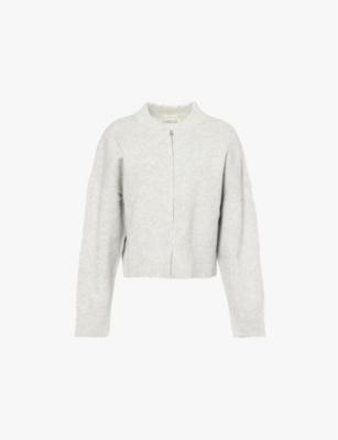 Logo-embroidered relaxed-fit stretch-knit bomber jacket by ADANOLA Logo-embroidered relaxed-fit stretch-knit bomber jacket by ADANOLA