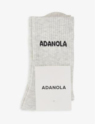 Logo-intarsia ribbed stretch-bamboo blend socks by ADANOLA