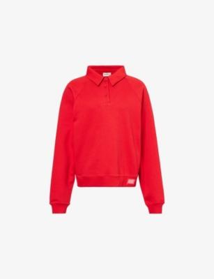Raglan Polo Cotton-Jersey Sweatshirt by ADANOLA
