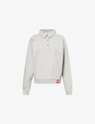 Raglan Polo Cotton-Jersey Sweatshirt by ADANOLA