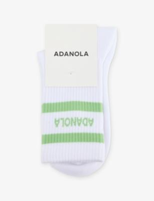 Striped Brand-Intarsia Stretch Cotton-Blend Socks by ADANOLA
