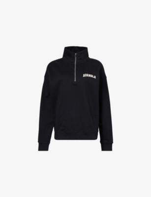 Varsity Oversized Funnel-Neck Cotton Sweatshirt by ADANOLA