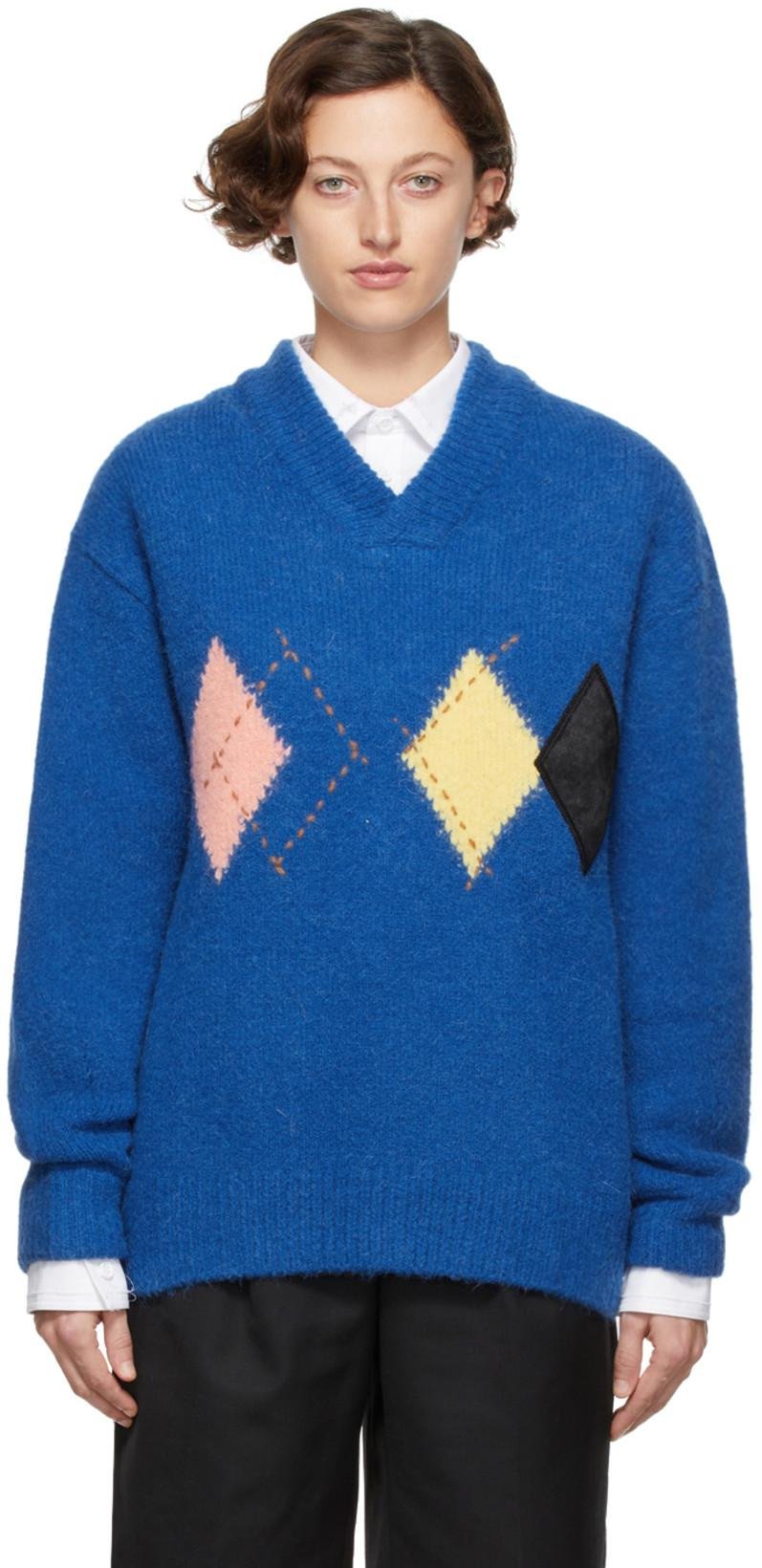 Blue Argyle Illand Sweater by ADER ERROR