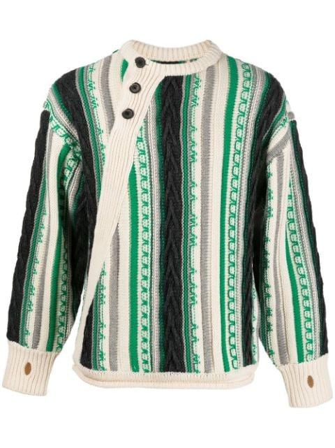 Frema striped-knit buttoned jumper by ADER ERROR