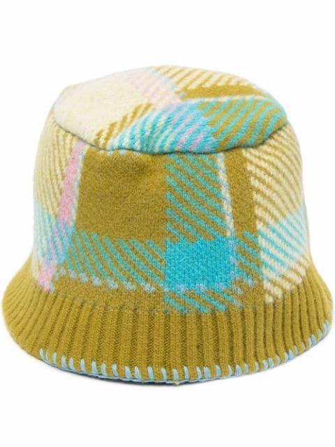checked knitted wool-blend bucket hat by ADER ERROR