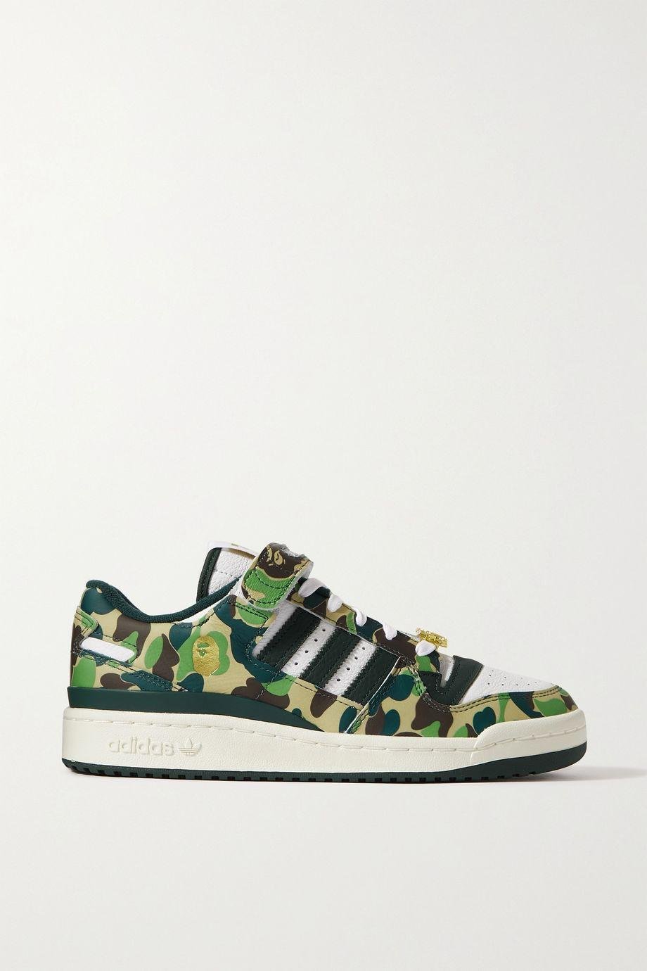 + BAPE Forum 84 paneled printed leather sneakers by ADIDAS