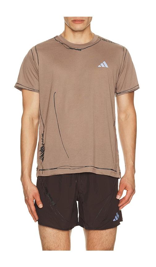 adidas by Song for the Mute Running Tee in Brown by ADIDAS BY SONG FOR THE MUTE