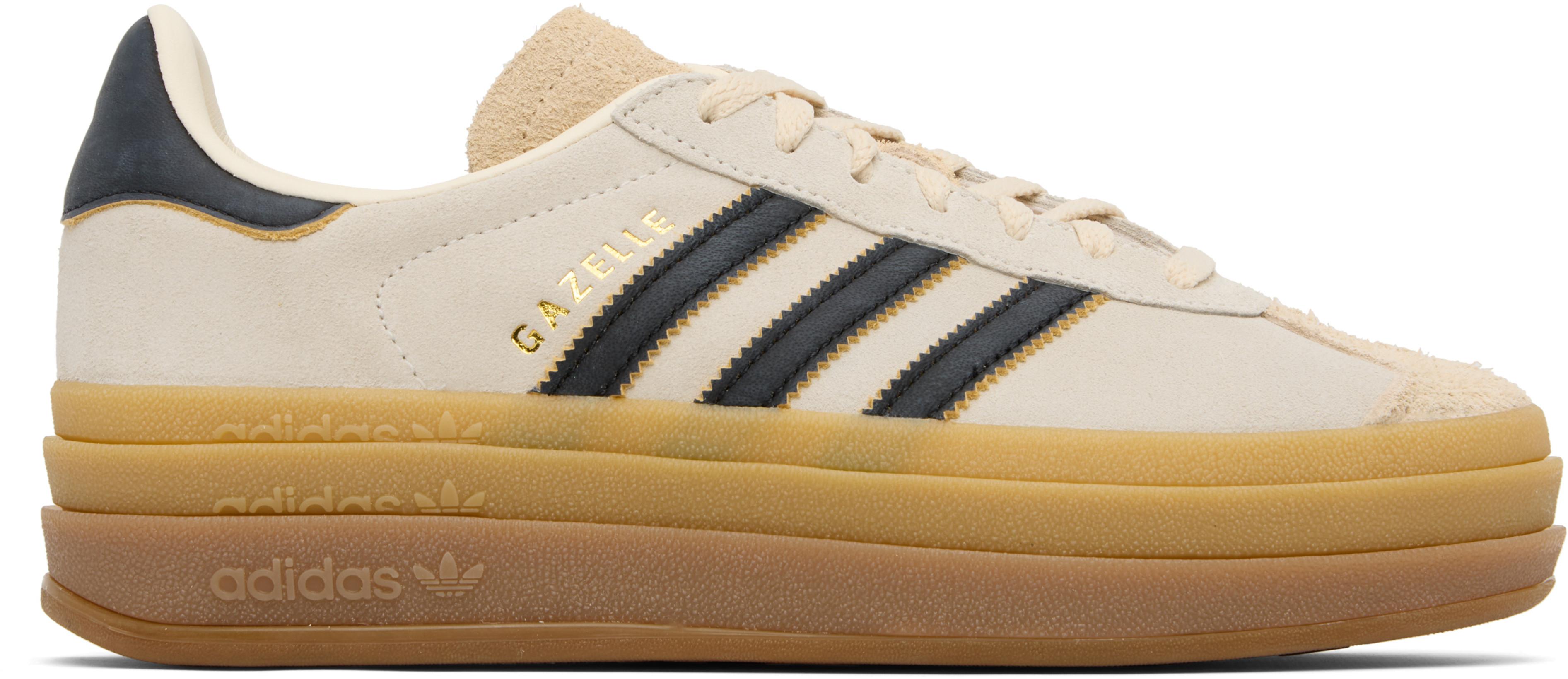 Beige & Black Gazelle Bold Sneakers by ADIDAS