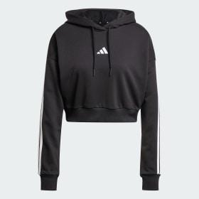 Essentials 3-Stripes French Terry Crop Hoodie by ADIDAS