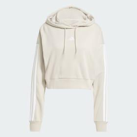 Essentials 3-Stripes French Terry Crop Hoodie by ADIDAS