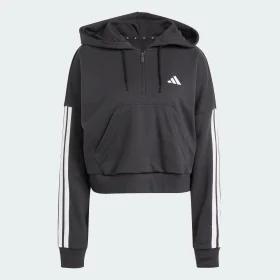 Essentials 3-Stripes French Terry Quarter-Zip Hoodie by ADIDAS
