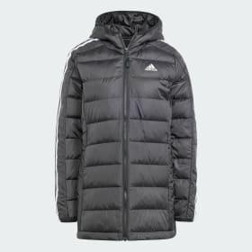 Essentials 3-Stripes Light Down Hooded Parka by ADIDAS