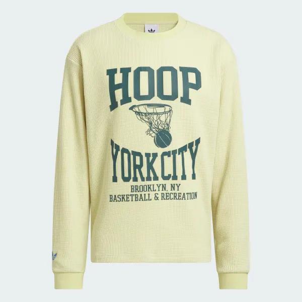 Hoop York City Long Sleeve Cotton Waffle Tee by ADIDAS Hoop York City Long Sleeve Cotton Waffle Tee by ADIDAS