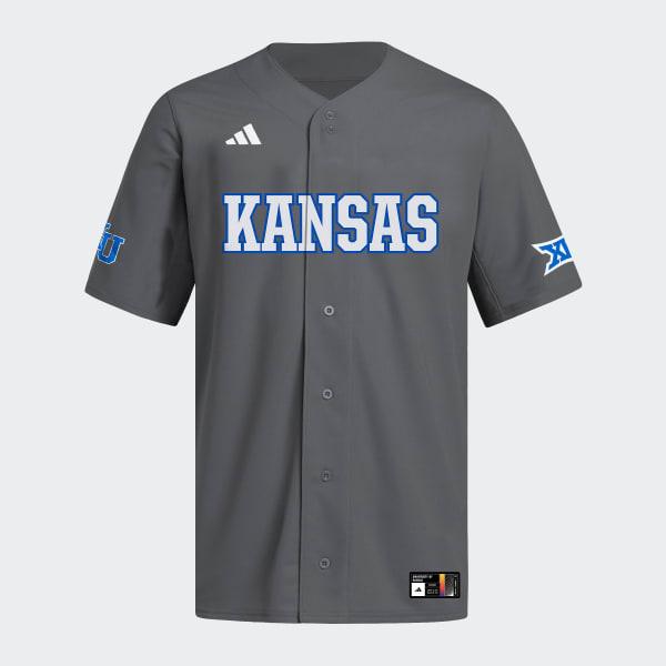 Kansas Jayhawks Dark Grey Full Button Jersey by ADIDAS