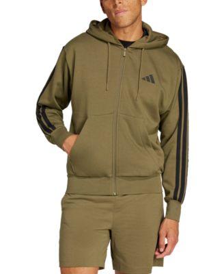 Men's Regular-Fit 3-Stripes Full-Zip Fleece Hoodie by ADIDAS