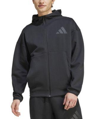 Men's Z.N.E. Classic Fit Long Sleeve Zip-Front Logo Hoodie by ADIDAS