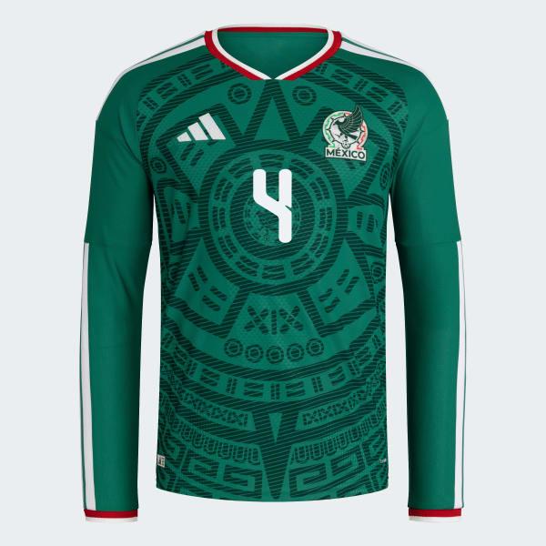 Mexico 26 Home Alvarez Authentic Long Sleeve Jersey by ADIDAS
