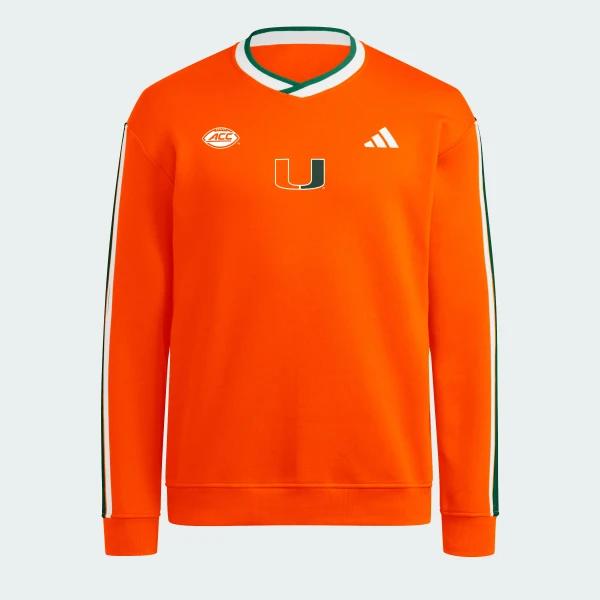 Miami Hurricanes 3-Stripes Fleece Jersey Crew by ADIDAS