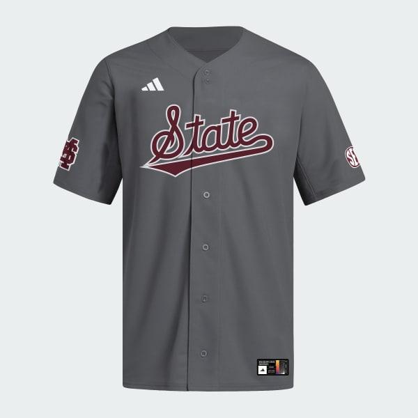 Mississippi State Dark Grey Full Button Jersey by ADIDAS