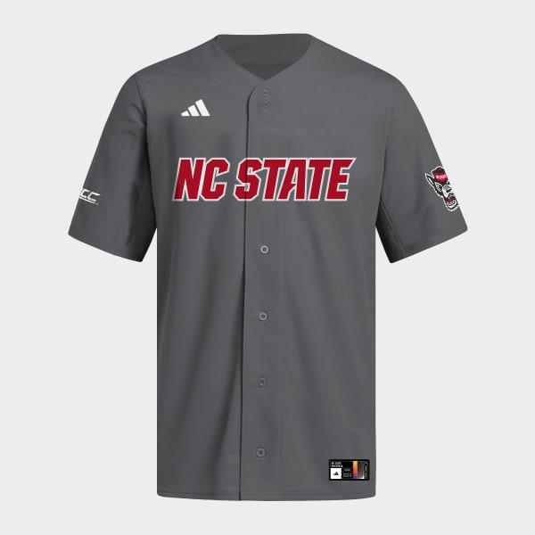 NC State Dark Grey Full Button Jersey by ADIDAS