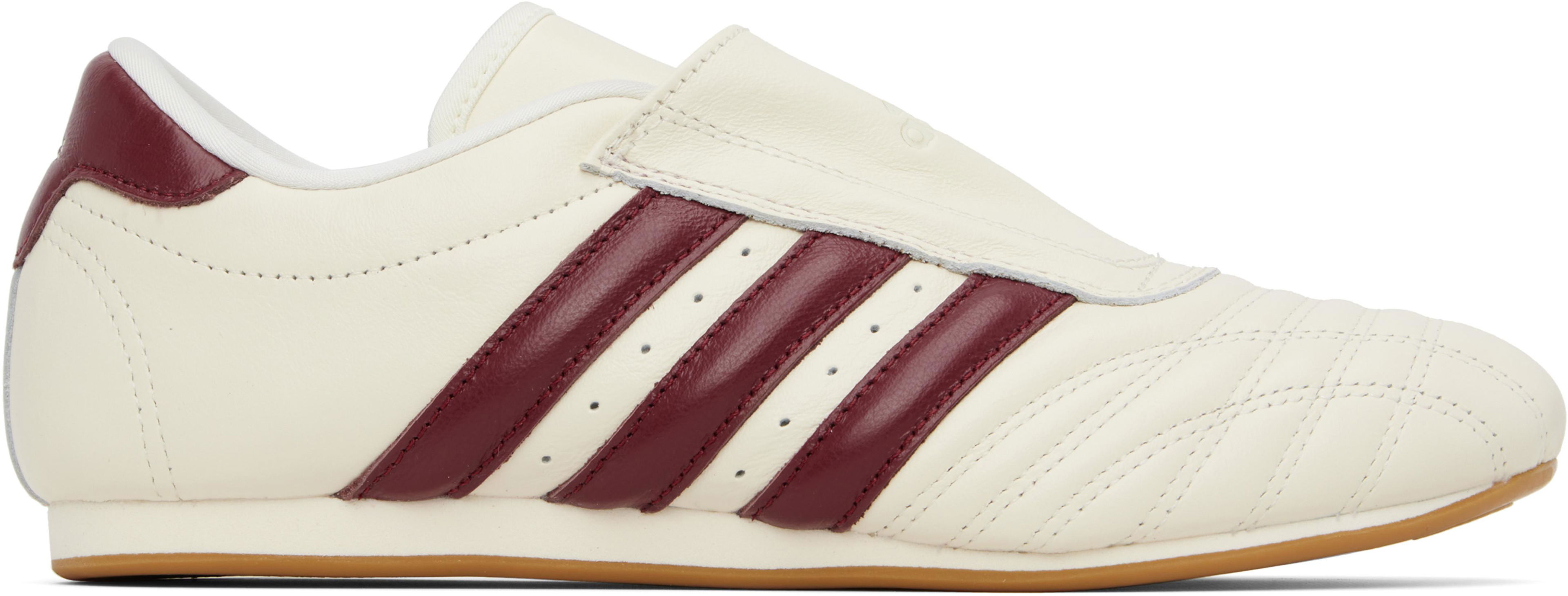 Off-White & Burgundy Taekwondo Sneakers by ADIDAS