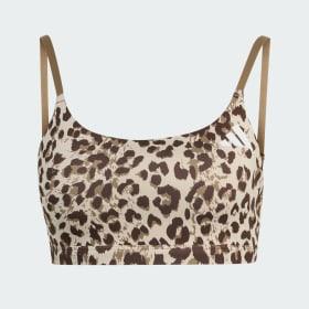 Optime Essentials 3-Stripes Leopard Light Support Bra by ADIDAS