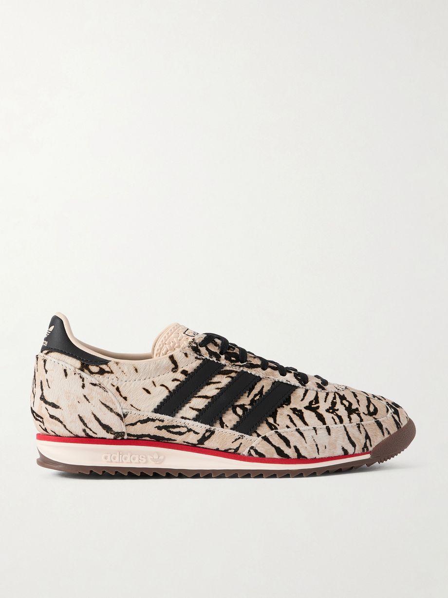 SL 72 OG leather-trimmed zebra-print calf hair sneakers by ADIDAS