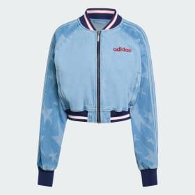 SST Denim Graphic Varsity Bomber Jacket by ADIDAS