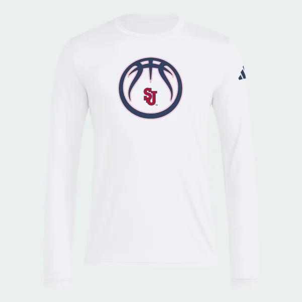 ST. JOHN’S RED STORM MEN’S LONG SLEEVE PREGAME TEE by ADIDAS
