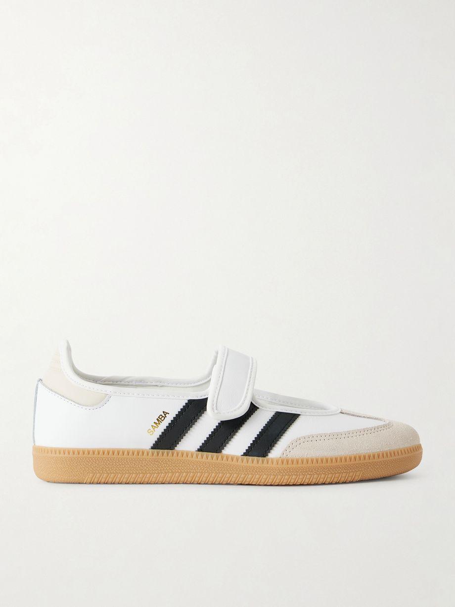 Samba Jane suede-trimmed leather sneakers by ADIDAS