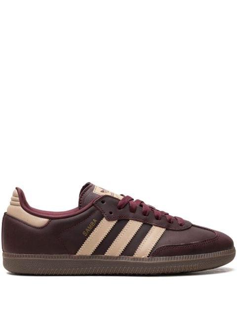 Samba OG "Maroon/Crystal Sand/Gold Metallic" sneakers by ADIDAS Samba OG "Maroon/Crystal Sand/Gold Metallic" sneakers by ADIDAS