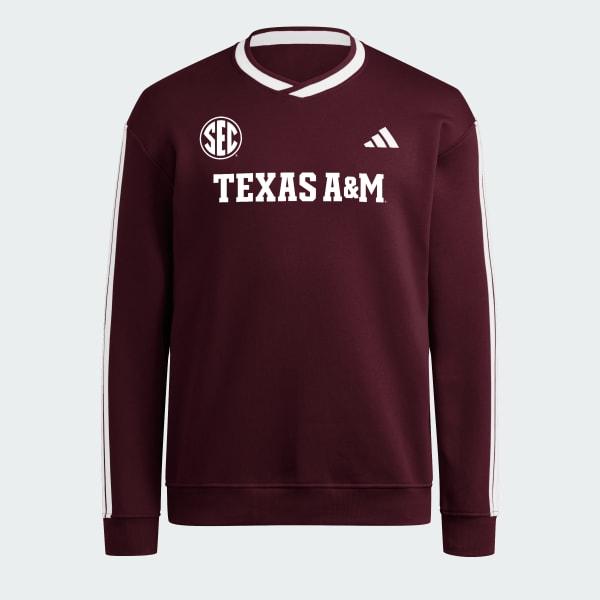 Texas A&M Aggies 3-Stripes Fleece Jersey Crew by ADIDAS
