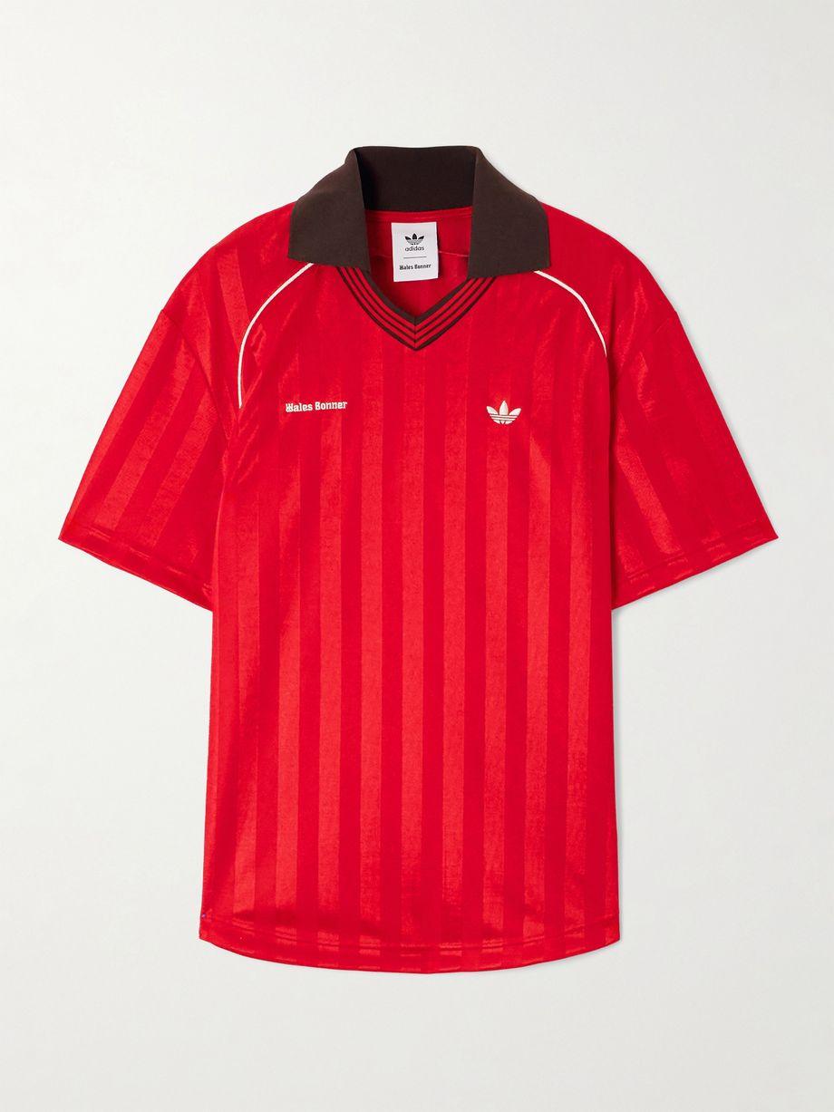 + Wales Bonner embroidered striped recycled-jersey T-shirt by ADIDAS