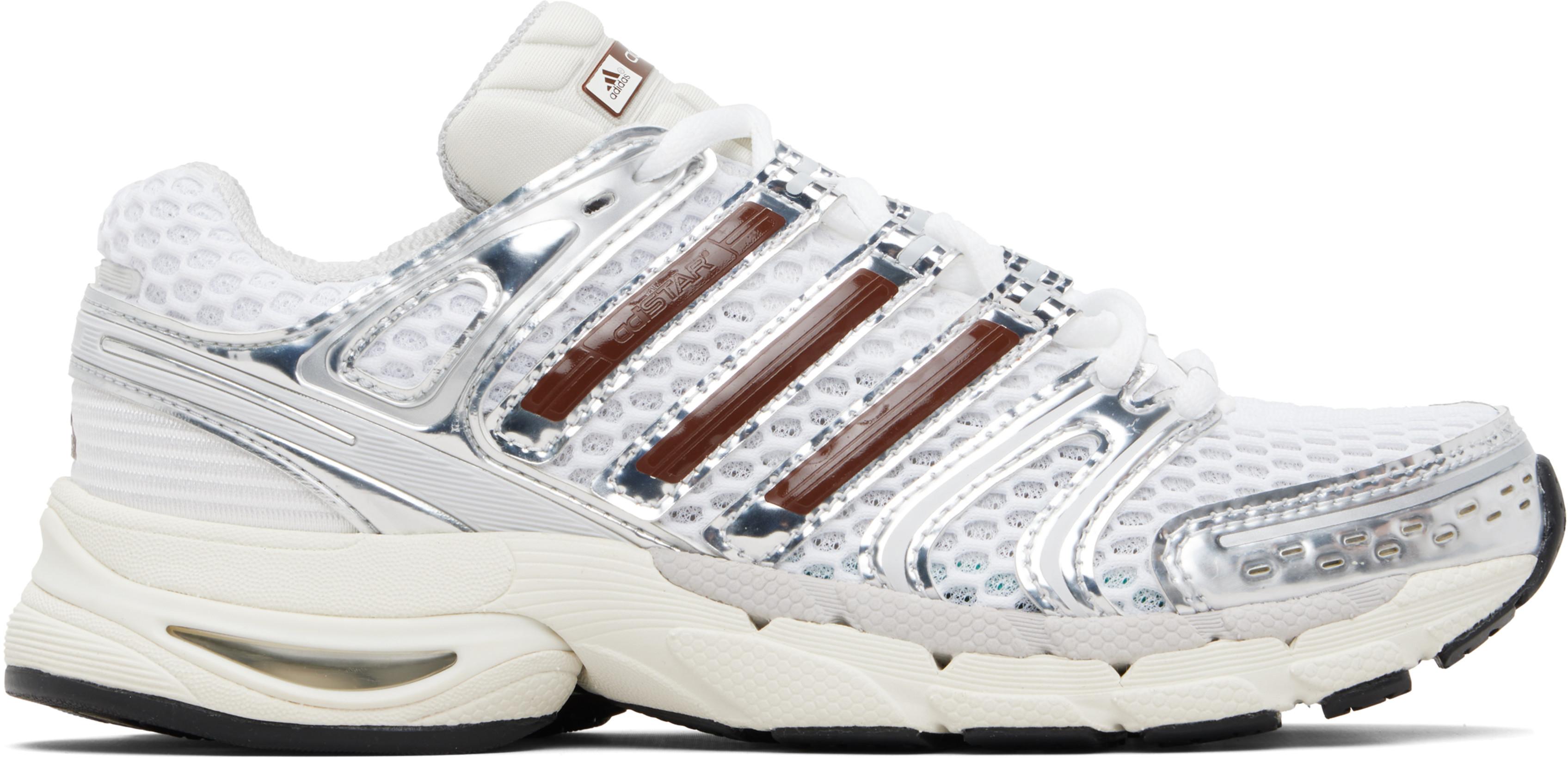 White & Brown Adistar Control 5 Sneakers by ADIDAS