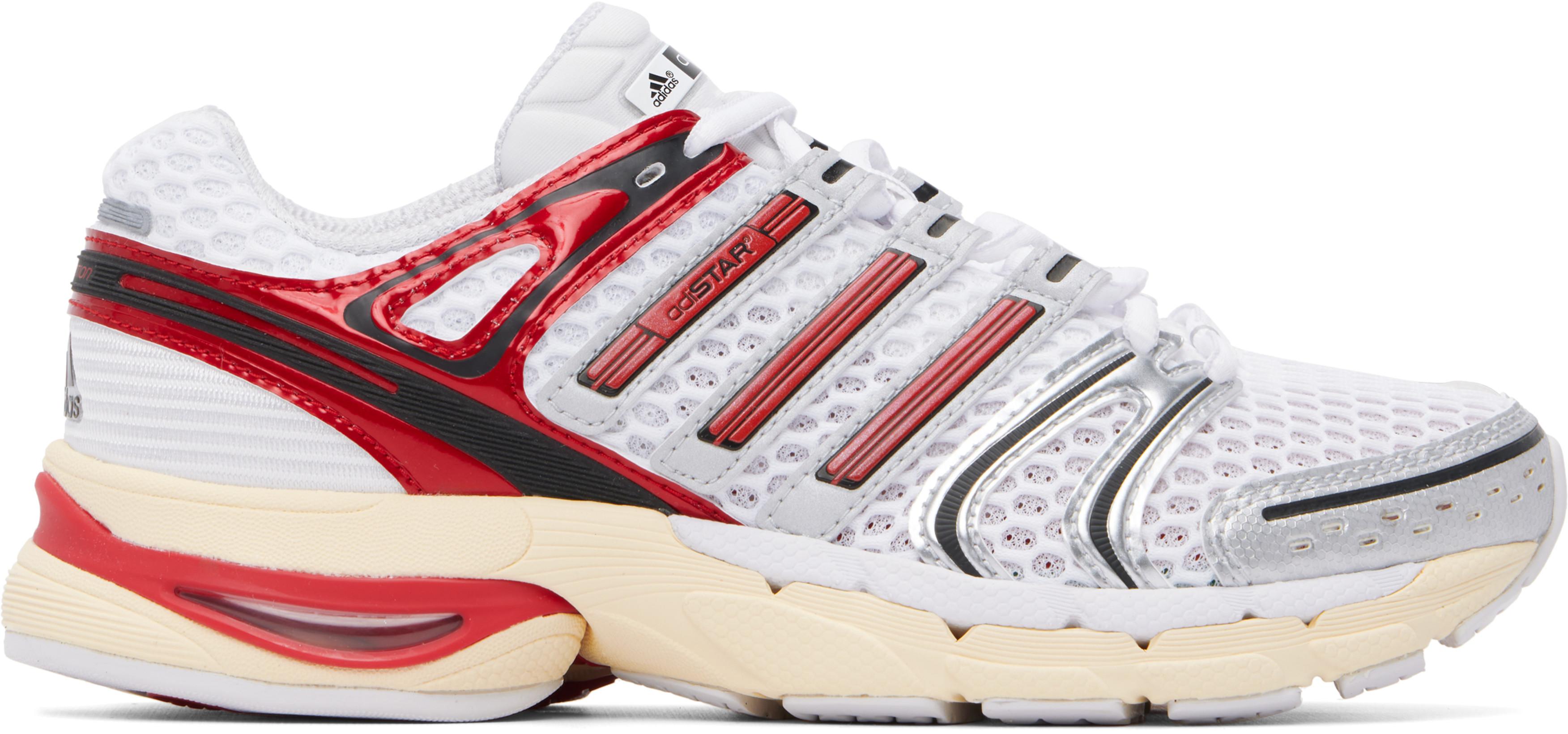 White & Red Adistar Control 5 Sneakers by ADIDAS