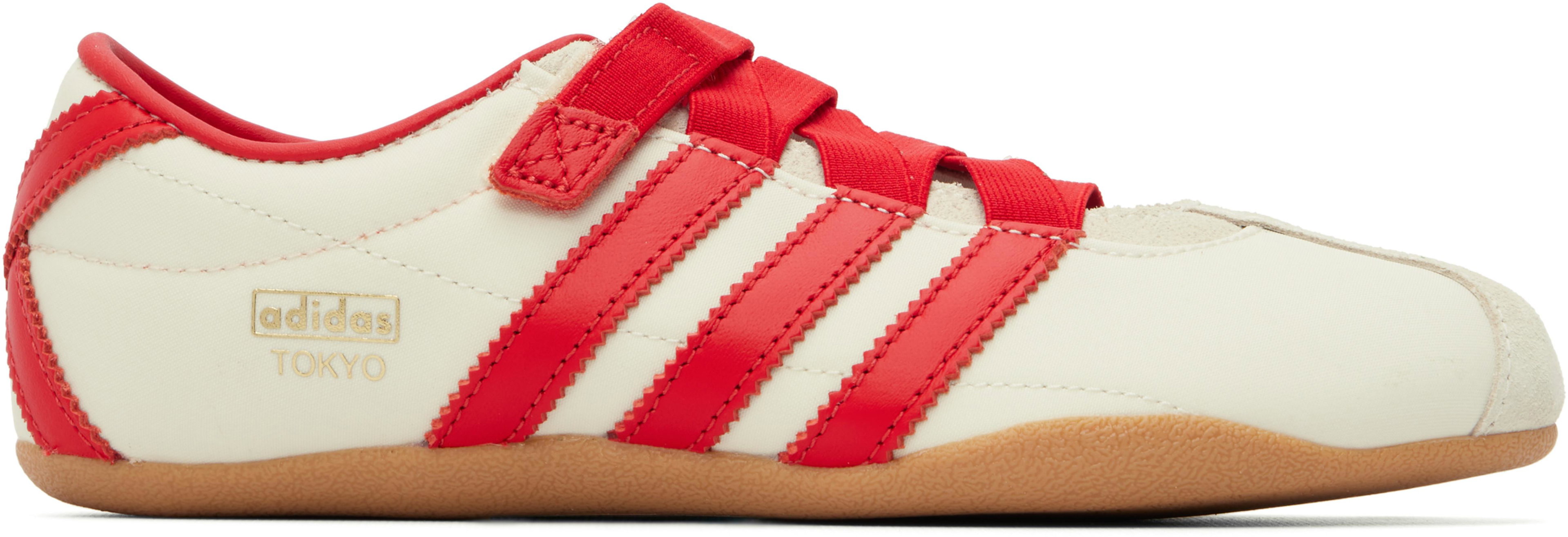 White & Red Tokyo Mary Jane Sneakers by ADIDAS