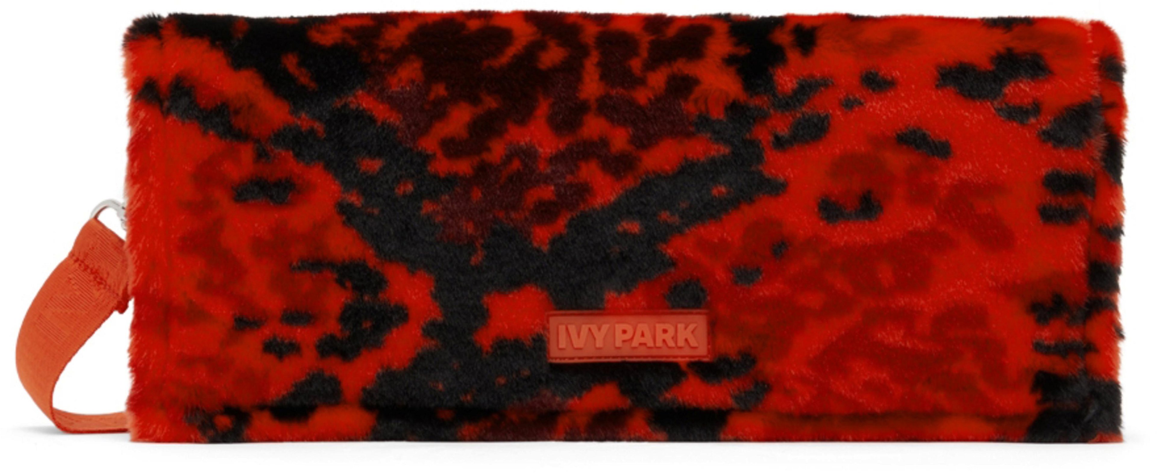 Red & Black Faux-Fur Printed Envelope Clutch by ADIDAS X IVY PARK