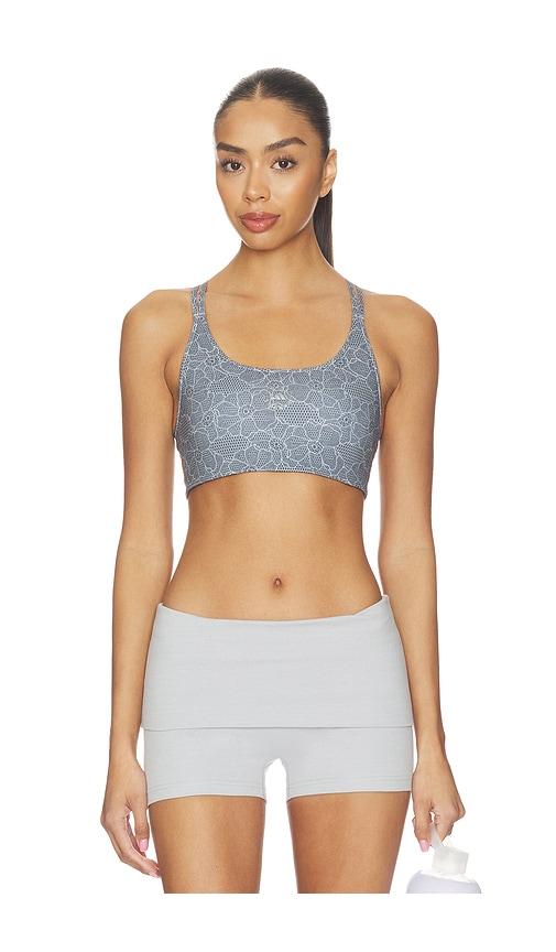 adidas by Stella McCartney Running Printed Mini Crop Sports Bra in Grey by ADIDAS X STELLA MCCARTNEY