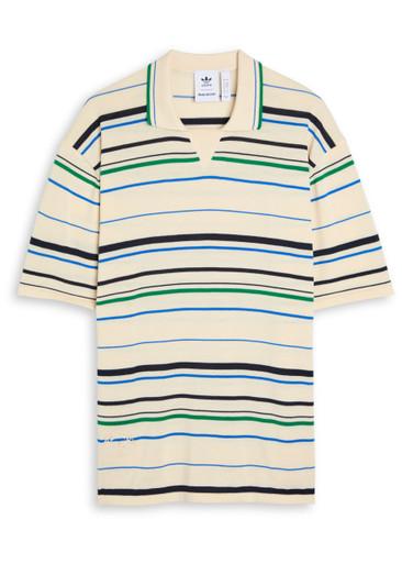 Striped knit polo shirt by ADIDAS X WALES BONNER