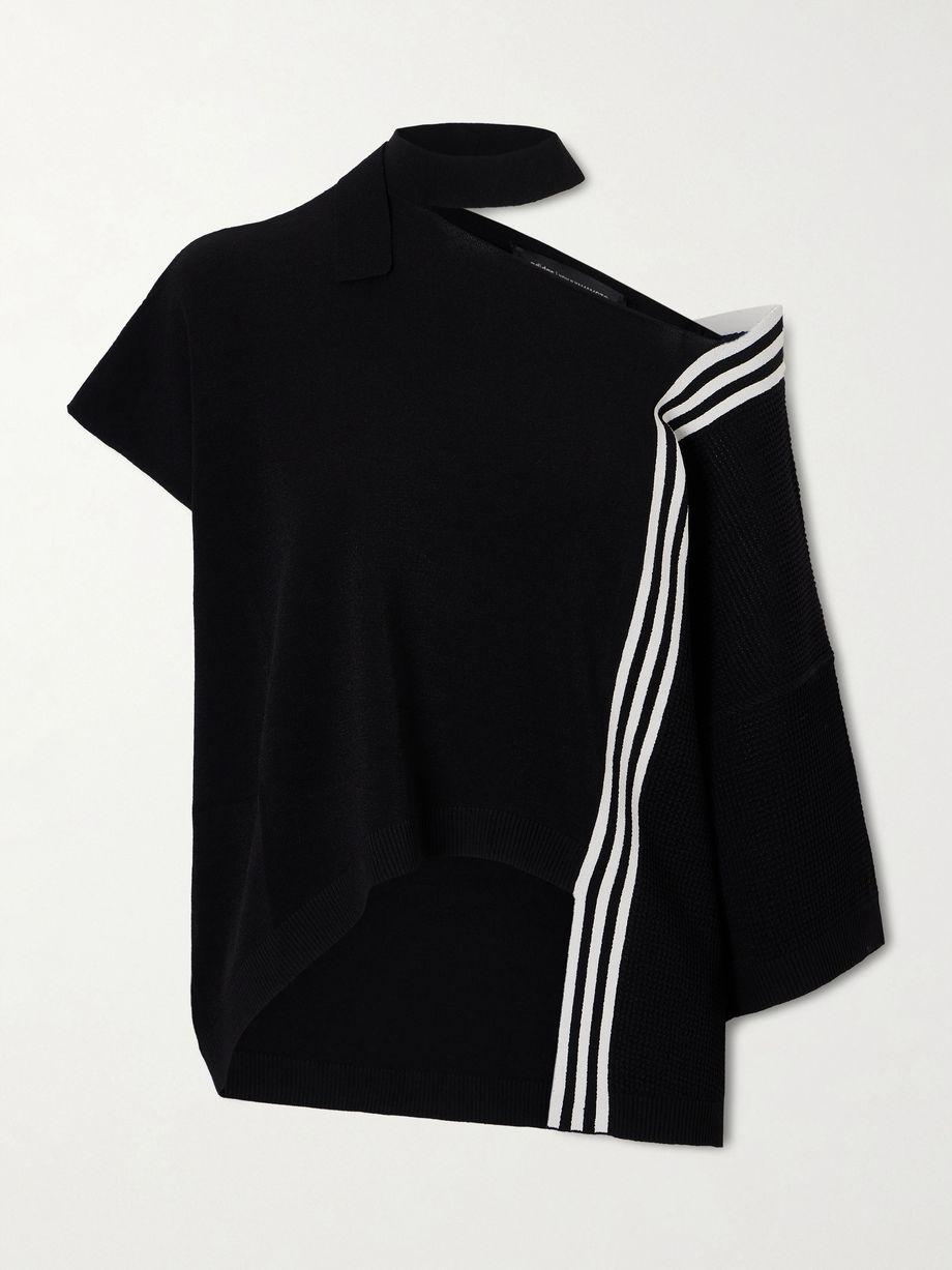+ Y-3 tie-detailed striped knitted top by ADIDAS