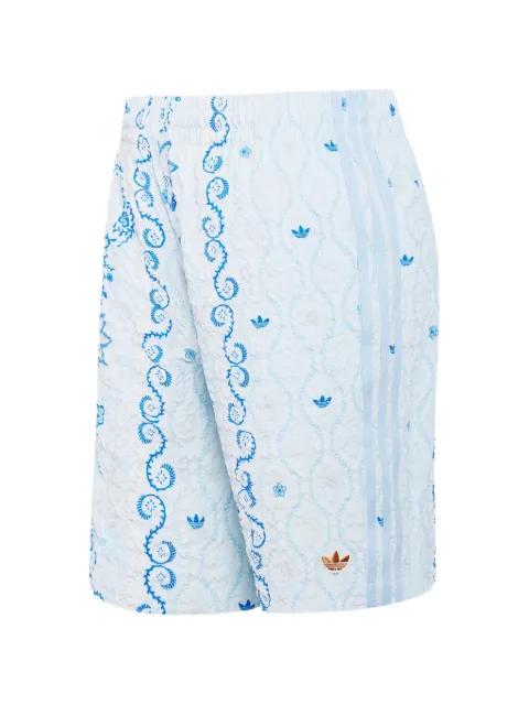 floral-print seersucker shorts by ADIDAS