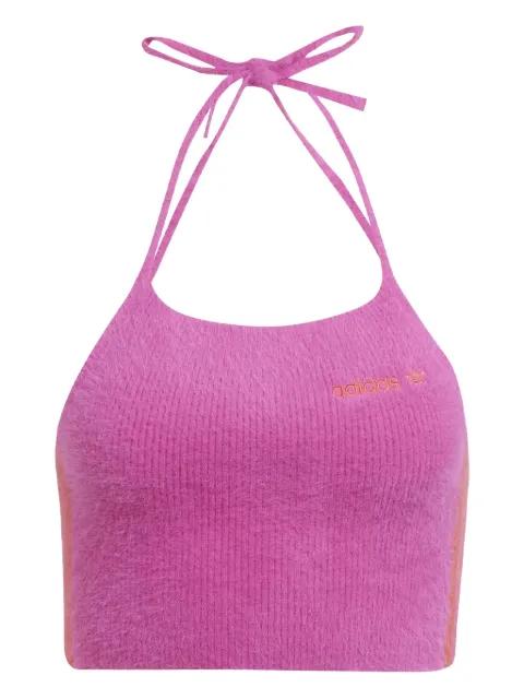 halter fluffy-knit tank top by ADIDAS