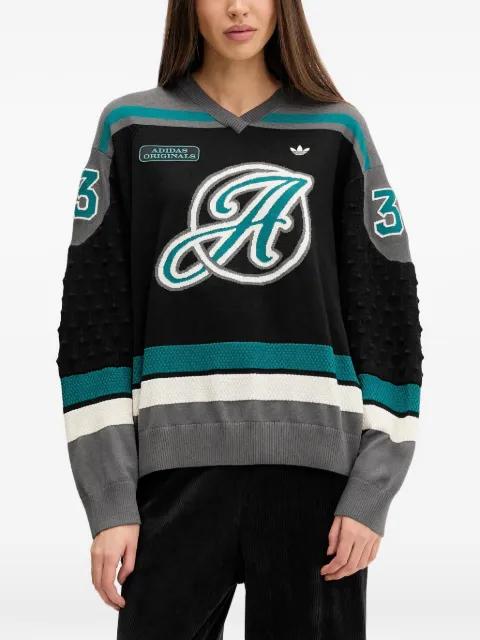 letter V-neck knitwear by ADIDAS