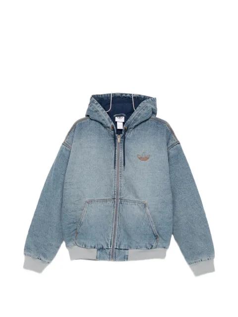 logo-embroidered zip-up denim jacket by ADIDAS
