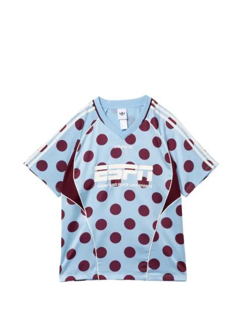polka-dot V-neck T-shirt by ADIDAS