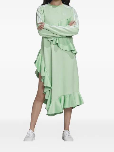 ruffled long-sleeve asymmetric dress by ADIDAS