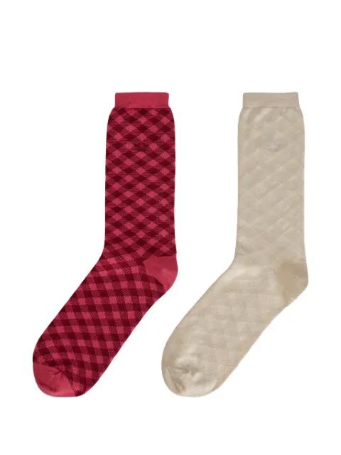 x adidas check-pattern logo-embroidered socks (set of two) by ADIDAS