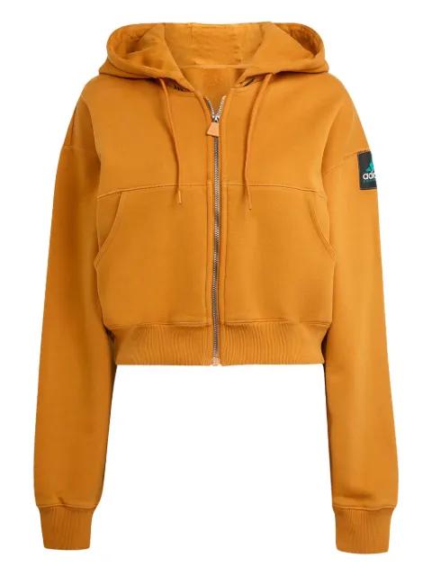 zip-up logo-patch hoodie by ADIDAS