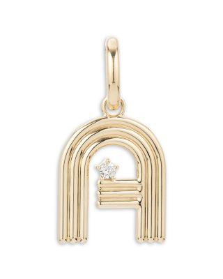 14K Yellow Gold Groovy Diamond Initial Pendant by ADINA REYTER